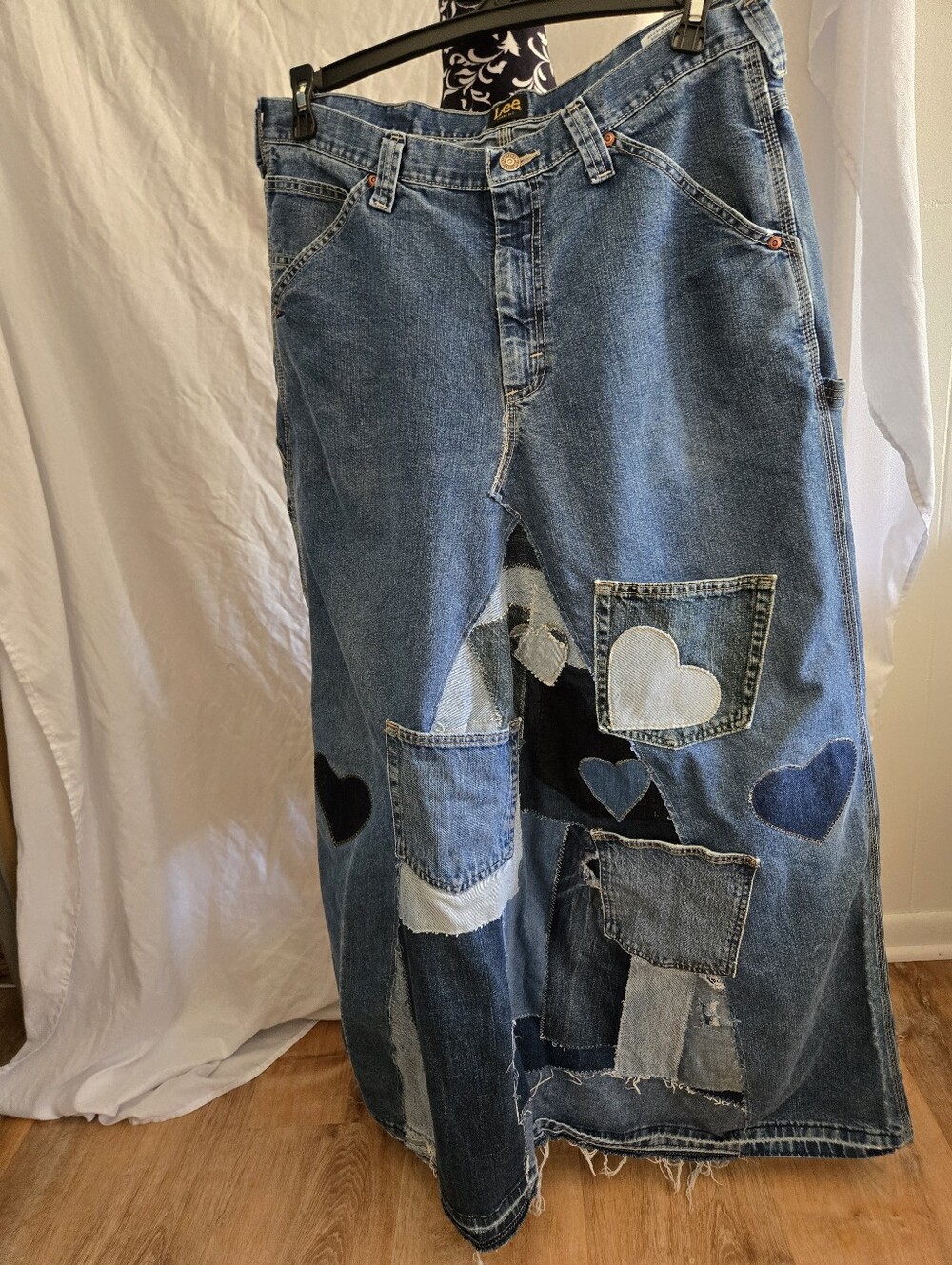 Upcycled Mens Carpenter Jeans Into Skirt